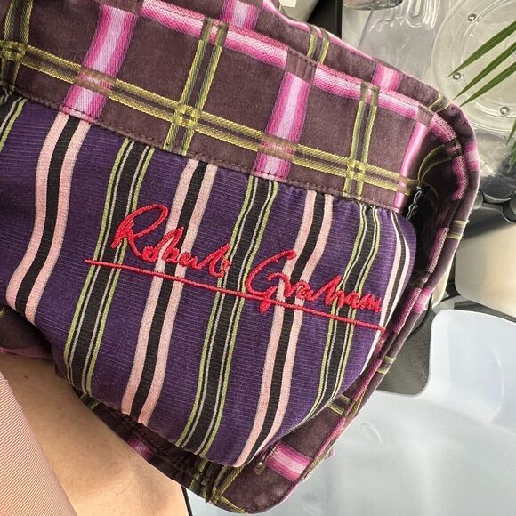 Robert Graham Men's Button Down Shirt XL Purple Green Fluorescent 100% Cotton - Picture 11 of 14